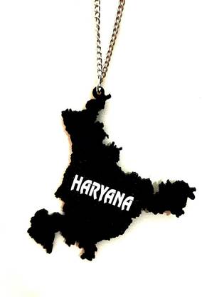 ddl Haryana Map Acrylic Chain Hanging Support & Keychain, 3x4 inch Car Hanging Ornament