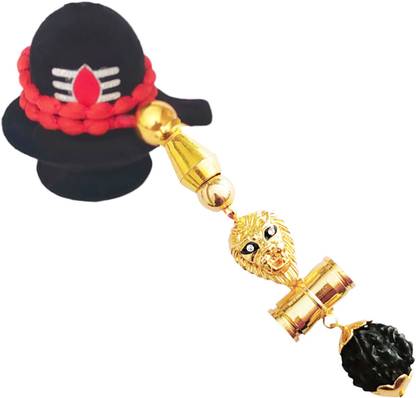 Sullery Religious Lion Head Locket and Shiv Shankar Om Trishul Damaru Car Dangler SCr245 Car Hanging Ornament
