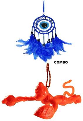 amsik Shree Hanuman Ji Flying & Evil Eye Hanging Car Hanging Ornament