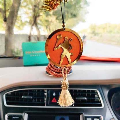 JIYU CREATION Golden Hanuman with Yellow Theme car Hanger / Car Dream Catcher / 3D Design Car Hanging Ornament