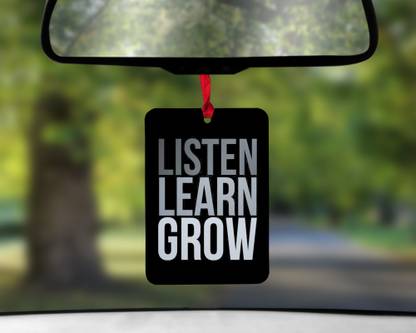 Maitri Listen Learn Grow Theme Quote Car Hanging with Satin Lace Car Hanging Ornament
