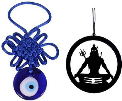 REWASHREE CRAFT WORLD Dream Catcher for Car Wall Hanging Shiv Ji 8Cm with Node Evil Eye Car Hanging Ornament