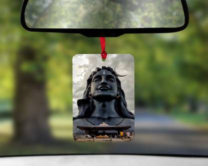Maitri Maha Shiva Adiyogi Statue Theme Car Hanging with Satin Lace Car Hanging Ornament