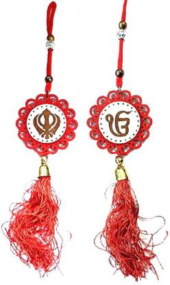 GXYS Both Side Ek Onkar and Khanda Sahib Sikh Religious for Car Hanging Car Hanging Ornament