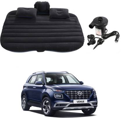 Oshotto Car Travel Inflatable Bed Mattress with Two Air Pillows For Hyundai Venue Black Car Inflatable Bed