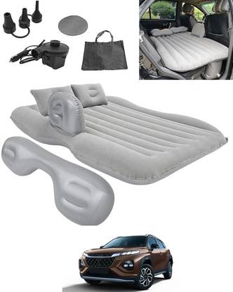 RKPSP Silver Car Inflatable Bed with Pump & 2 Pillow Soft Material Universal Fit-113 Car Multifunctional/Durable/Premium Inflatable Back Seat/Camping Air Mattress Car Inflatable Bed