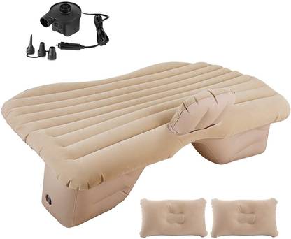 DHARU Premium Car Air Mattress With Air Pump & 2 Pillow|Travel,Picnic,Pool,Beach|Beige Universal Fit Car Inflatable Bed