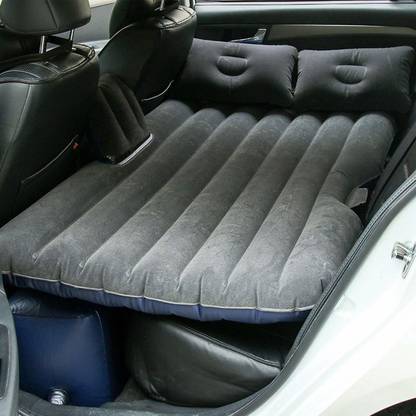 Thump THCMG1P Inflatable Car Mattress with Pump, Extended Couch & 2 Portable Air Pillows Compact Wavy Design Multipurpose Bed Travel Sleeping Back Seat Comfortable Vehicle With Electric Pump Car Inflatable Bed