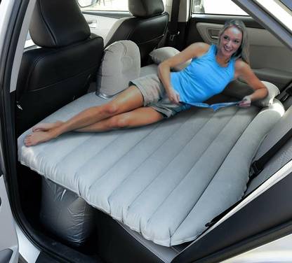 PRIHETA CREATION CAR BED GREY Inflatable Car Air Mattress with Pump (Portable) Travel, Camping, Vacation | Back Seat Blow-Up Sleeping Pad | Hatchback, Sedan, SUV, Minivan Car Inflatable Bed , Inflatable Car Air Mattress Travel Air Bed Car Back Seat Air Mattress for Car Travel black car bed Car Inflatable Bed