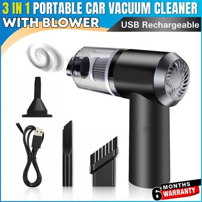 OBEROI'S TRADERS 3 In 1 Vacuum Cleaner | Air Blower Duster For Car Cleaning With Rechargeable Portable Car Vacuum kit, 120W High-Power Suction for Spotless Vehicle Interior Cleaner