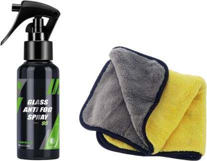 Parulenter Glass Anti-Fog Spray With Heavy Microfiber Cloth Multi-Surface Use for Car Windscreen, Eyewear, Mirrors, Helmet Visor T35 Vehicle Interior Cleaner