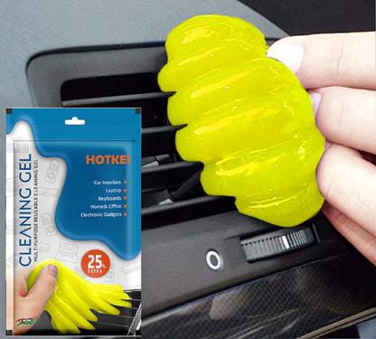 HOTKEI (100gm X 1 Packet Yellow) Multipurpose Perfumed Scented Car Ac Vent Interior Dashboard Dust Dirt Cleaning Cleaner Slime Slimy Gel Jelly Putty Kit For Car Keyboard Laptop PC Electronic Gadgets Products Cleaning Kit Car Dust Cleaner Cleaning Gel For Car Interior Vehicle Interior Cleaner