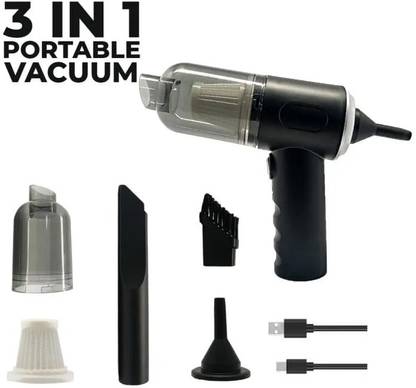 KRISHNA 3 in1 Car Mini Vacuum Cleaner with Blower Wireless Portable Rechargeable High power Suction Vacuum Cleaning Machine for Home Car Computer Keyboard Cordless Vehicle Interior Cleaner