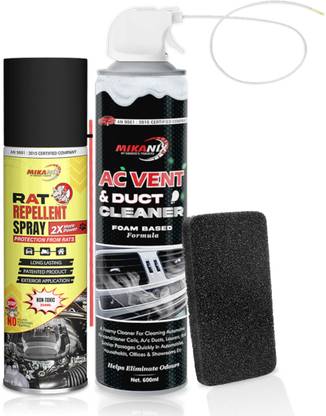 MIKANIX Car AC Vent & Duct Cleaner Foam Spray + Rat Repellent Rodent Spray | Removes Dust and Mould From AC | Protects Wires in Car, Bike and Home For Vehicle Interior Cleaner