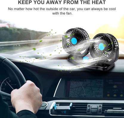 Rhtdm Car Fan 12V 360 Head 2 Speed Quiet Strong for All Auto Vehicles-CF78 Car Interior Fan