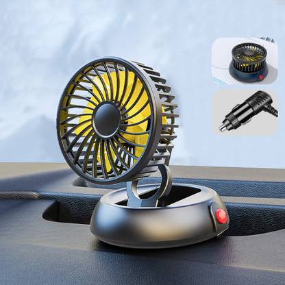 Zorbes Foldable Car Fan for 12V 24V Cigarette Lighter Plug 3 Speed Car Interior Fan