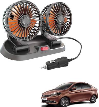 ZULUSTYL Car Cooling Fan 12V 360 Degree Rotation Dual Head 2 Speed Brown-43 Car Interior Fan