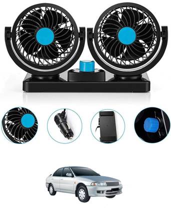 AYW 12V Car Fan Dashboard/Double Head/360 Degree Rotatable/2 Speed Lancer Mitsubishi Car Interior Fan