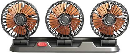 AutoBizarre Electric Car Cooling Fan 360° Rotatable Triple Heads Manual Rotation 2 Speed Car Interior Fan