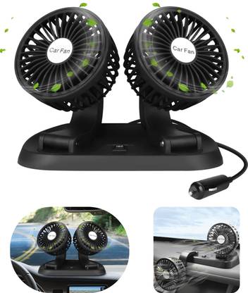 Taveesa 360° Adjustable Dual Head Cooling Air Car Fan Dashboard Cooler Fan Portable_02 Car Interior Fan