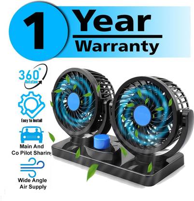 HANABI Car Fan 12V 360 Head 2 Speed Quiet Strong for All Auto Vehicles-Y0832 Car Interior Fan