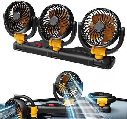 SUPVOX 12V Electric Car Cooling Fan Triple Head Air Circulator Fan Car Interior Fan