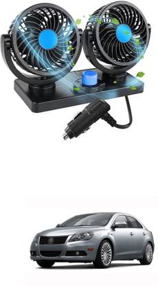 LOVMOTO Universal 12V Car Fan Portable Auto Cooling Fan Dual Head 360° Rotatable SG637 Car Interior Fan