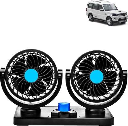 aksmit Car Fan 12V 360 Degree Rotatable Dual Head Auto Cooling Air Fan for Scorpio Car Interior Fan