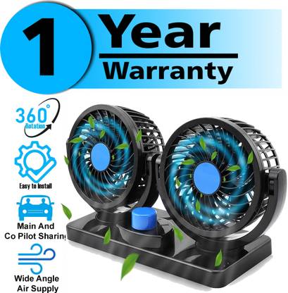 Rhtdm Car Fan 12V 360 Head 2 Speed Quiet Strong for All Auto Vehicles-CF77 Car Interior Fan