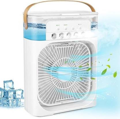 ZULUSTYL Air Conditioner Fan, Evaporative 7 Colors LED LYT, 3 Wind Speed, 3 Spray Modes8 Car Interior Fan