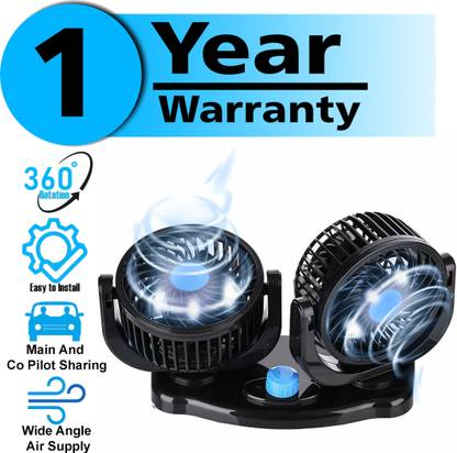 Rhtdm Car Fan 12V 360 Head 2 Speed Quiet Strong for All Auto Vehicles-CF78 Car Interior Fan