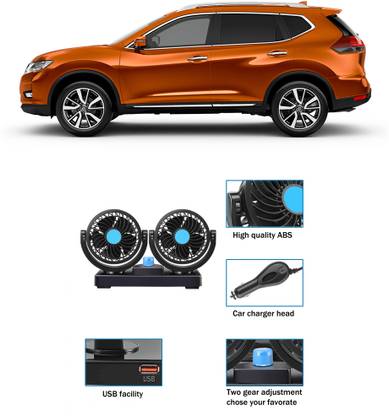 AUTOGARH Car Fan with USB Charging 12V 360 Head 2 Speed for All Auto Vehicles AG-400 Car Interior Fan