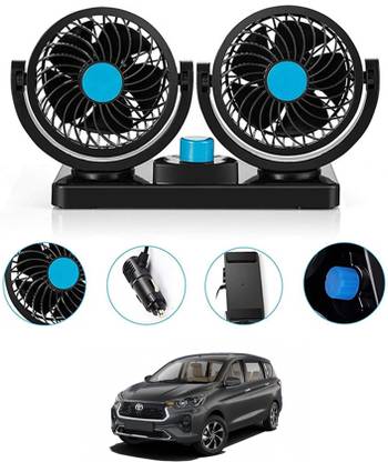 MATIES 12V Car Fan Dashboard/Double Head/360 Degree Rotatable/2 Speed Rumion Toyota Car Interior Fan