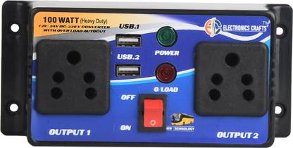 Electronics Crafts Dc to ac converter 80 watt 12 ,24 volt comman inbuilt 5 volt 2.5 amp 2 usb port Car Inverter