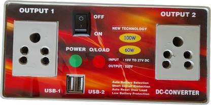 VOLTA INDIA 12V/24V DC TO 220V AC 100W WITH DUAL USB 5V 3AMP Car Inverter