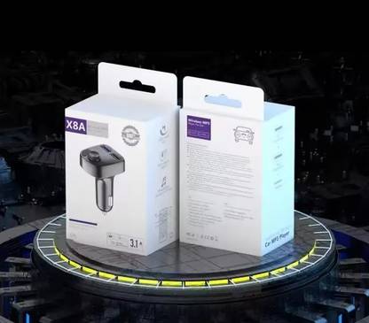 TechTrave Car Bluetooth- CAR X8 FM Transmitter Car Kit for Hands Free Call Receiver Car Laptop Charger