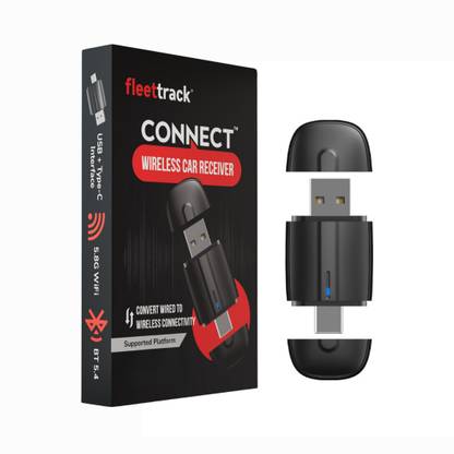 fleettrack Connect, 2-in-1 Wireless Car Receiver, Converts Wired CarPlay to Wireless Car Stereo