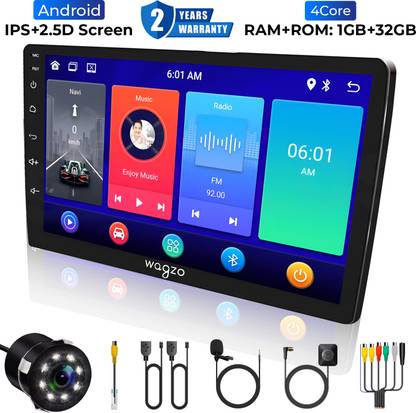 Wagzo 9 Inch CarAndroid TS7,1GB+32GB,4th Gen,4Core, IPS Display With Led Camera|WAP-47 Car Stereo