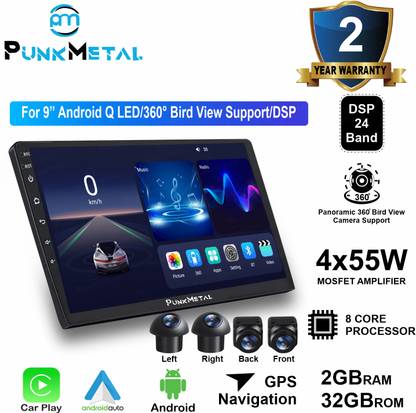 PunkMetal 9'' Inch QLED With DSP & 360° Bird View Camera Kit (2GB/32GB) Android Car Stereo