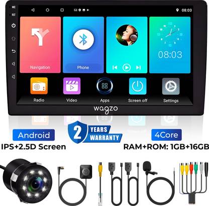 Wagzo 9 Inch Car Android Player TS7,1GB+16GB,4thGen,4 Core,IPS Display With Led Camera Car Stereo