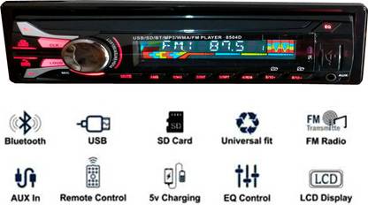 KAXTANG High Power Stereo Output Universal Fit Double Din Mp3 Car Stereo with Hands-Free Calling, Bluetooth, USB Input FM Radio, AUX Input, SD Card Slot, Remote Control, 7 Color LCD Display, ID3 Tag with EQ, Bass, Treble Balance & Fader Control Car Stereo