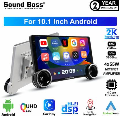 Sound Boss QLED 2K Diamond Series Androidify 4th Generation 10.1 Inch (2GB/32GB) Android Car Stereo