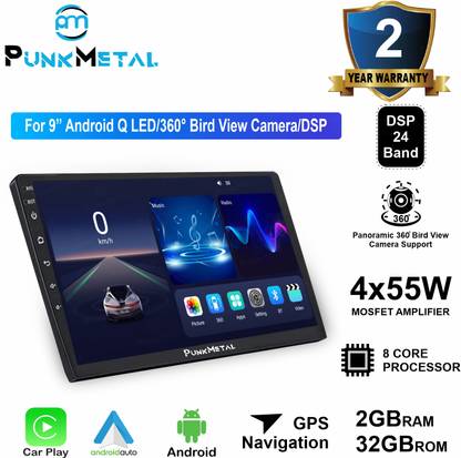 PunkMetal 9'' Inch QLED With DSP & 360° Bird View Support (2GB/32GB) Android Car Stereo