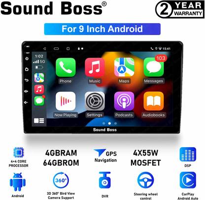 Sound Boss Androidify 3rdGen 9" Android With DVR/DSP&360 Bird View Camera Support(4GB/64GB) Car Stereo