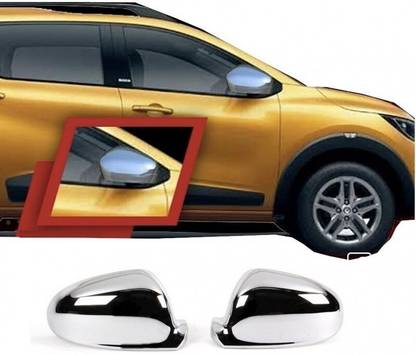 AutoBlinq Chrome Finish OVRM Cover Garnish Trim Side View Mirror Cover for Renault Triber Plastic Car Mirror Cover