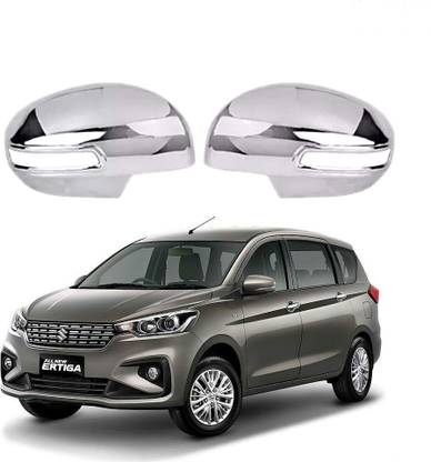 Bubu Car silver Plated chrome side mirror cover for Maruti Ertiga Car (2018-2021) Borosilicate Glass Car Mirror Cover