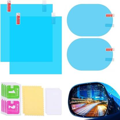 VRPRIME Anti-Fog Film for Car 4pc | Rear View Mirror Rainproof, Anti-Glare Scratch Proof Car Mirror Rain Blocker