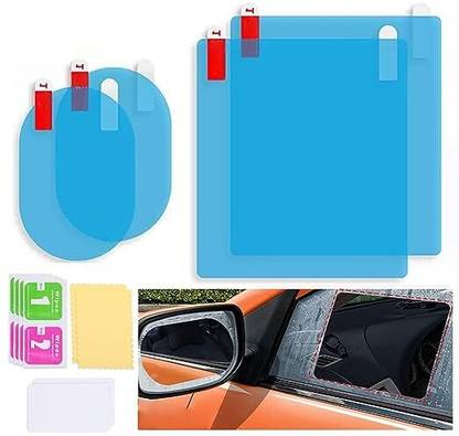 TONY STARK Anti Fog Film Car Rear View Mirror Rain-Proof (2 PCs Oval + 2 PCs Square) Car Mirror Rain Blocker