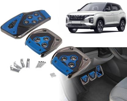 Selifaur BPK10 - 3 Pcs Blue Non-Slip Manual Car Pedals kit Pad Covers Set Creta 2024 Car Pedal