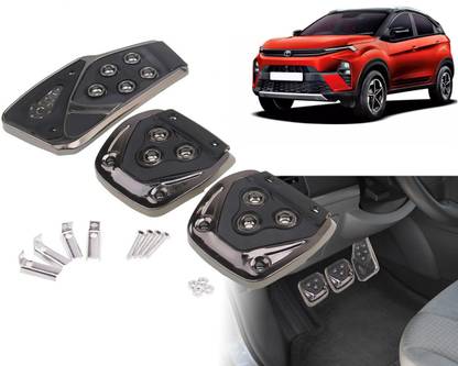 Selifaur BP53 - 3 Pcs Black Non-Slip Manual Car Pedals kit Pad Covers Set Nexon 2024 Car Pedal